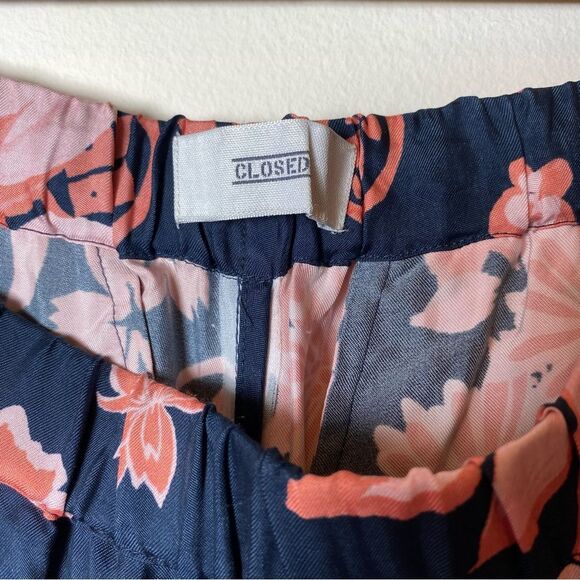 CLOSED Japanese Cherry Blossom Print Straight Leg Pants in Navy/Pink Sz 27 - Picture 12 of 14